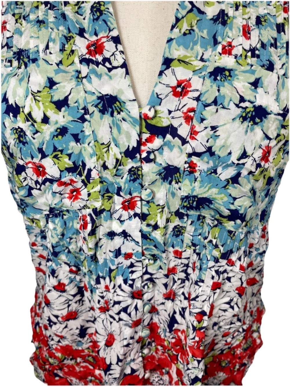 Anthropologie 6 of 52 Conversations Floral Button Up Sleeveless Top Size Small - Picture 4 of 6